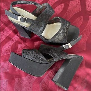 4 inch black lace pump heels